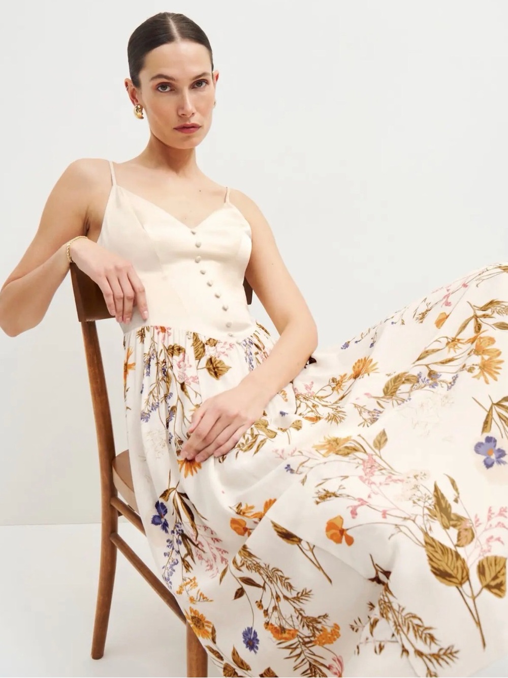 Reformation Everleigh Satin Dress ~ Frolic Floral Print 12 NWT - Picture 3 of 6